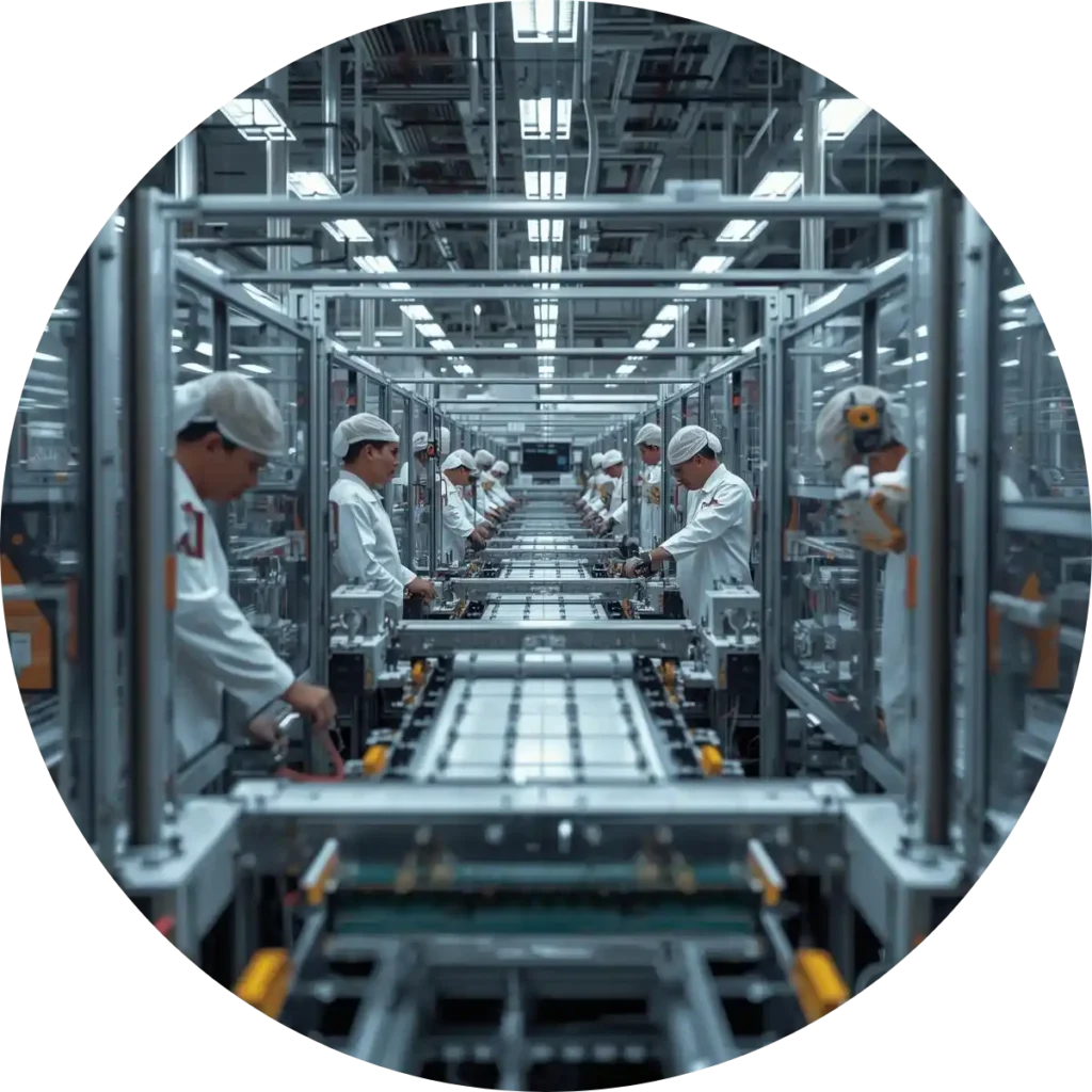 中豪人力仲介外勞在現代化自動化生產線進行設備操作與品質監控作業